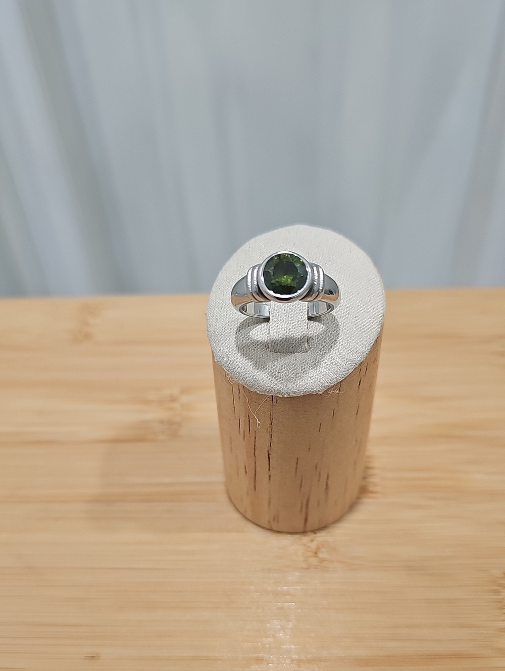 Stainless Steel Green Gemstone Ring